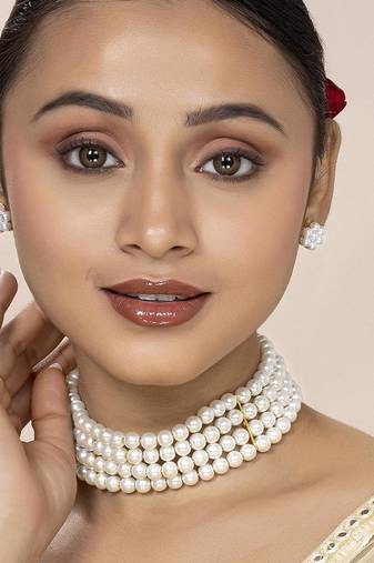 Aheli choker necklace with stud earrings gift for women traditional jewellery set