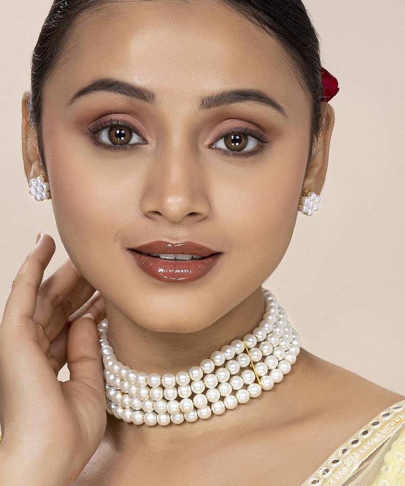 Aheli choker necklace with stud earrings gift for women traditional jewellery set