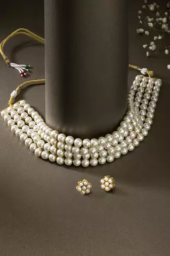 Aheli choker necklace with stud earrings gift for women traditional jewellery set