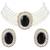 Aheli black stone beaded adjustable necklace jewellery set for women