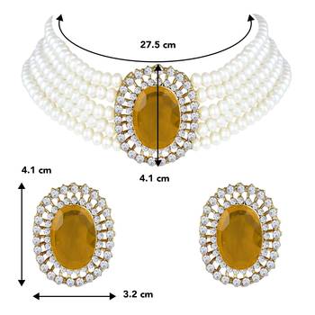 Aheli gold stone beaded adjustable necklace jewellery set for women 4