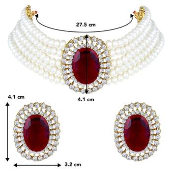 Aheli maroon stone beaded adjustable necklace jewellery set for women girls 4