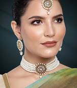 Aheli kundan beaded choker necklace traditional jewellery set for women