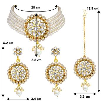 Aheli kundan beaded choker necklace traditional jewellery set for women 4