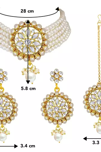 Aheli kundan beaded choker necklace traditional jewellery set for women