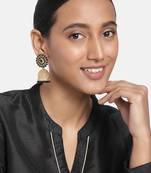 Aheli gold plated floral studded black jhumki traditional wedding earrings for women