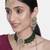 Aheli green kundan choker necklace earring with dangling pearl jewellery set for women