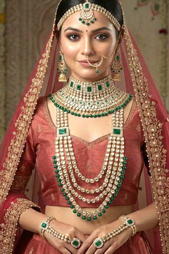 Aheli traditional kundan choker earrings maang tikka hathphool dulhan bridal jewellery set
