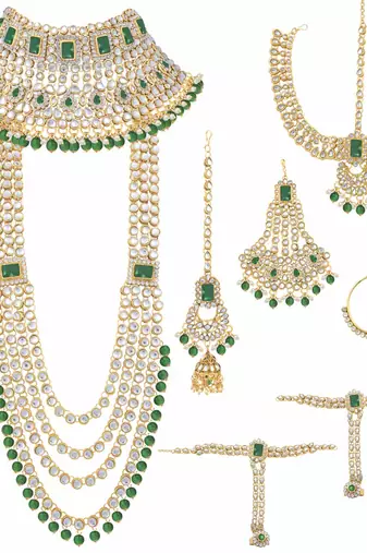 Aheli traditional kundan choker earrings maang tikka hathphool dulhan bridal jewellery set