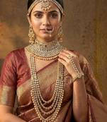 Aheli ethnic indian traditional kundan dulhan bridal jewellery set with choker earrings maang tikka hathphool for women