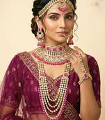 Aheli traditional kundan dulhan bridal jewellery set with choker earrings maang tikka hathphool for women