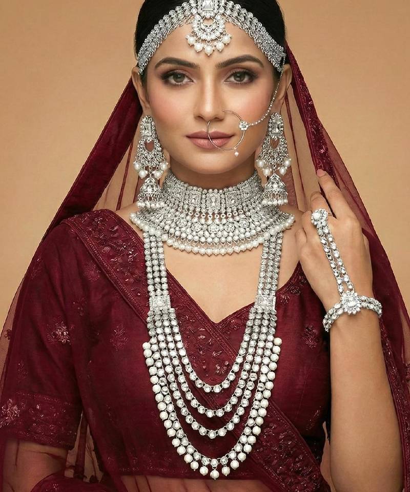Aheli traditional kundan dulhan bridal jewellery set with choker earrings maang tikka hathphool gift for women