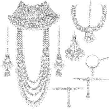 Aheli traditional kundan dulhan bridal jewellery set with choker earrings maang tikka hathphool gift for women 3
