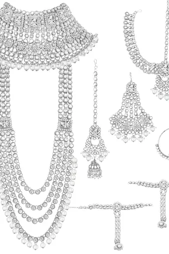 Aheli traditional kundan dulhan bridal jewellery set with choker earrings maang tikka hathphool gift for women