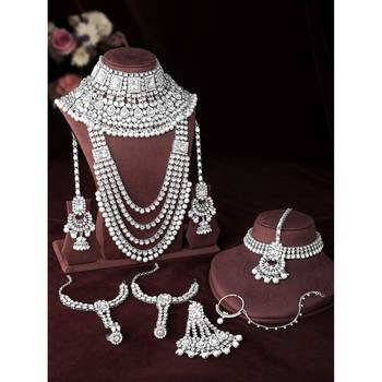 Aheli traditional kundan dulhan bridal jewellery set with choker earrings maang tikka hathphool gift for women 4