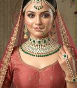 Aheli green color jodha akbar choker necklace bridal ethnic indian jewellery set gift for women