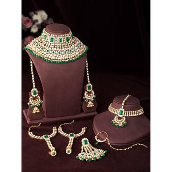 Aheli green color jodha akbar choker necklace bridal ethnic indian jewellery set gift for women 4