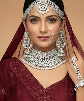 Aheli jodha akbar style choker necklace bridal jewellery set gift for women 1