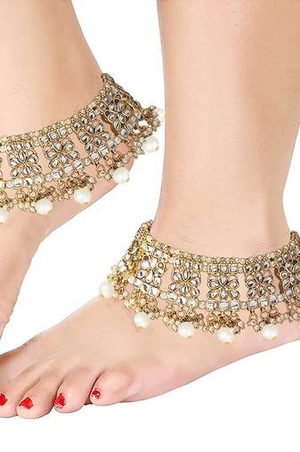 Aheli bridal kundan pearl anklet payal ethnic indian traditional jewellery for women