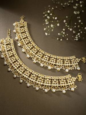 Aheli bridal kundan pearl anklet payal ethnic indian traditional jewellery for women 2