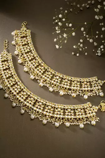 Aheli bridal kundan pearl anklet payal ethnic indian traditional jewellery for women