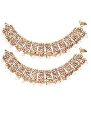 Aheli bridal kundan pearl anklet payal ethnic indian traditional jewellery for women 3