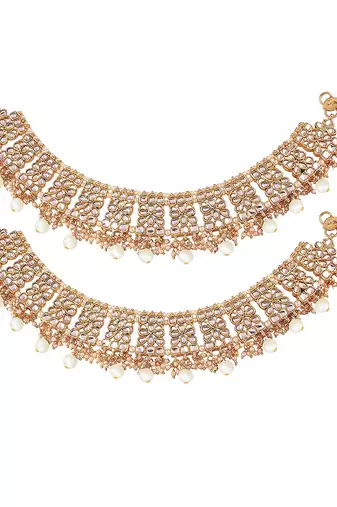 Aheli bridal kundan pearl anklet payal ethnic indian traditional jewellery for women
