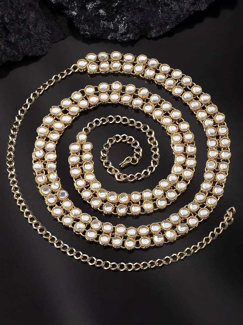 Aheli traditional adjustable kundan waist belt kamar bandh belly chain jewellery gift for women
