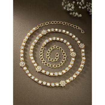 Aheli traditional jewellery kundan waist belt kamar bandh belly chain for women 2