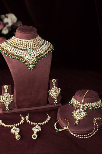 Aheli jodha akbar green bridal choker necklace traditional dulhan jewellery set gift for women