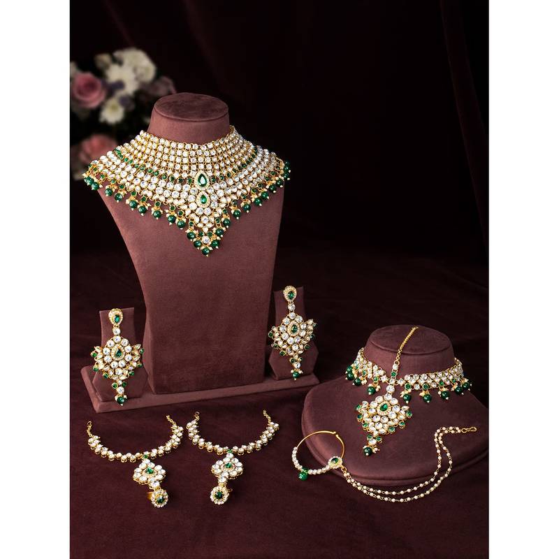 Aheli jodha akbar green bridal choker necklace traditional dulhan jewellery set gift for women