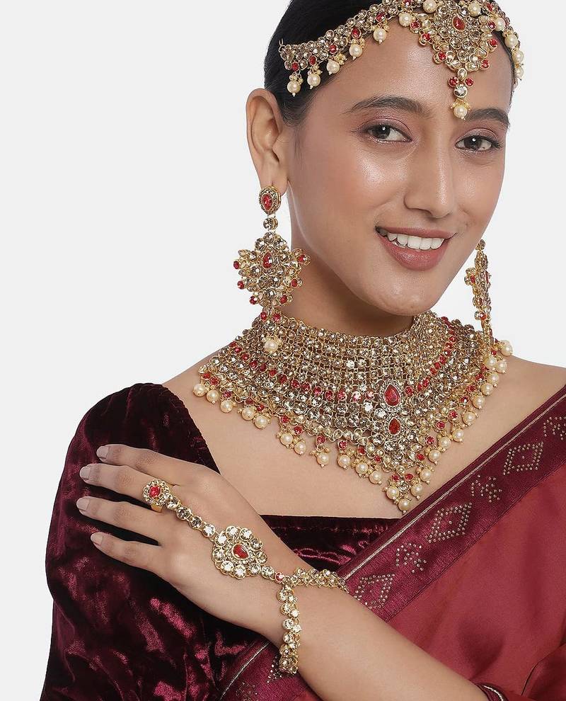 Aheli jodha akbar bridal choker necklace traditional jewellery set for womens
