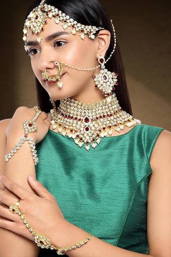 Aheli jodha akbar bridal choker necklace traditional jewellery set for women girls