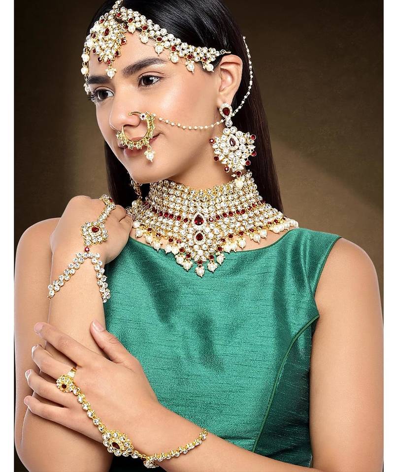 Aheli jodha akbar bridal choker necklace traditional jewellery set for women girls