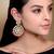 Aheli traditional jewellery 18k gold plated brass kundan bead pink chandbali earrings for women