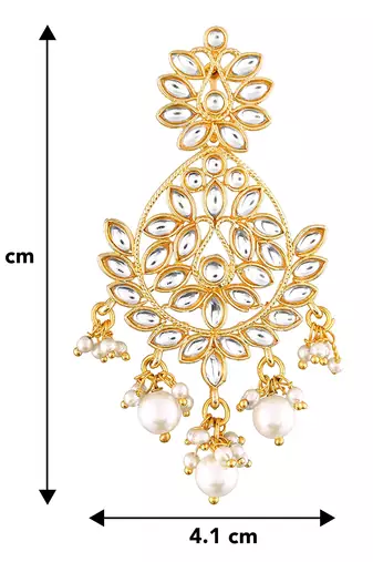 Aheli gold plated kundan pearl chandbali earrings for women girls