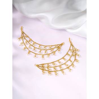Aheli traditional jewellery pearl layered hair chain accessories with hook for women 1