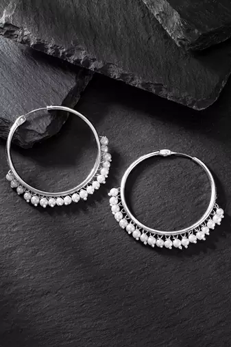 Aheli silver plated pearl big circle large round chandbali earring for women indian traditional jewellery