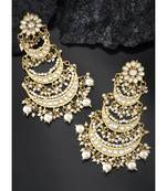 Aheli traditional gold plated kundan pearl long dangle earrings for women