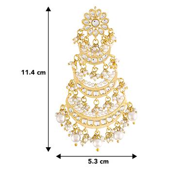 Aheli traditional gold plated kundan pearl long dangle earrings for women 4