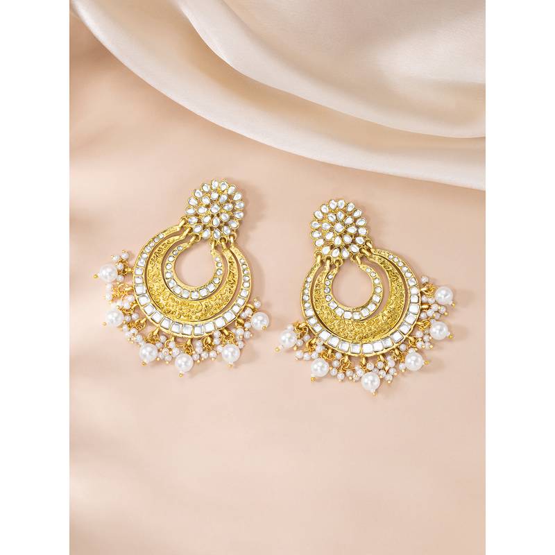 Aheli meenakari gold plated chandbali traditional earrings gift for women girls