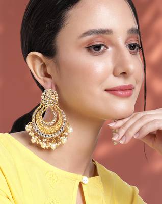 Aheli meenakari gold plated chandbali traditional earrings gift for women girls 2