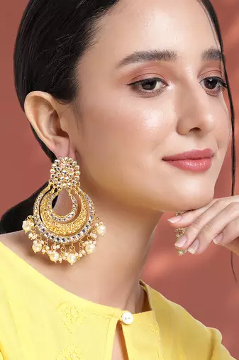 Aheli meenakari gold plated chandbali traditional earrings gift for women girls