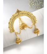 Aheli kundan pearl hair accessary juda pin with hanging jhumkis for women