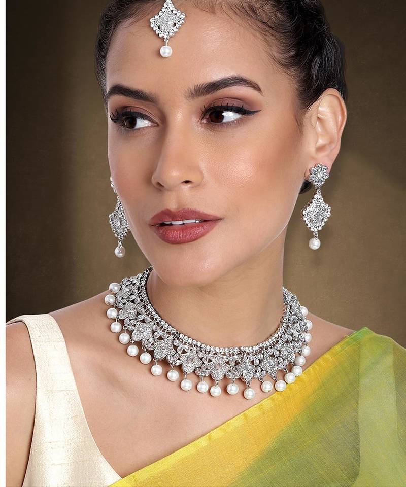 Aheli rajasthani necklace set with earrings & maang tikka for women