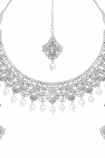 Aheli rajasthani necklace set with earrings & maang tikka for women