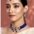 Aheli blue traditional choker necklace with earrings jewellery set for women