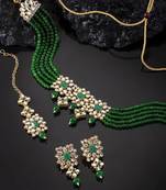 Aheli adjustable choker necklace with earring maang tikka jewellery set for women