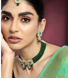 Aheli adjustable choker necklace with earring maang tikka jewellery set for women