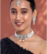 Aheli adjustable choker necklace with earring maang tikka jewellery set gift for women